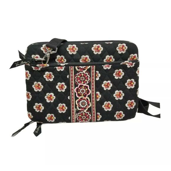 VERA BRADLEY Hard Shell Laptop Computer Case Black With Red Flowers 12in case - Picture 2 of 3